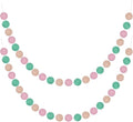 Boao 2 Pieces Wool Felt Ball Garland Colorful Pom Pom Garland Handmade 6.5 Feet Long 24 Balls Felt Banner for Wall Christmas Tree Decoration (Pink,Green)