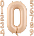 0 Number Balloon, Number Balloons 40 Inch, Beige Large Big Foil Number Balloons for Birthday Party Graduation Wedding Anniversary Baby Shower Bachelorette Decoration Supplies