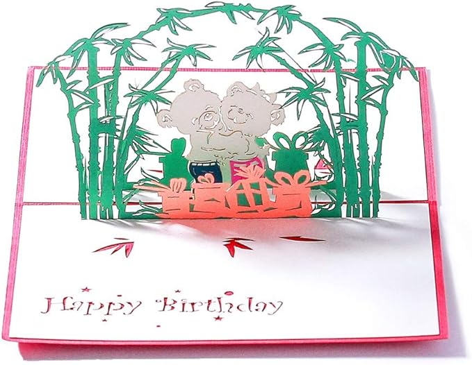 3D Birthday Pop-Up Cards- Cat, Dog, Bear, Rabbit. Cute for Girls & Boys (5 Pack)