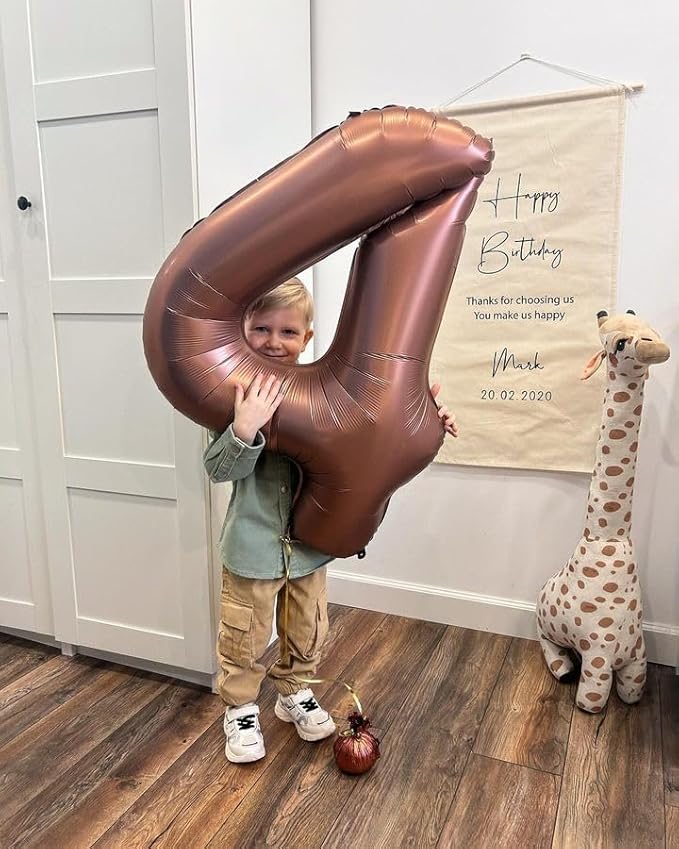 40 Inch Coffee Brown Number 1 Balloon, Giant Number 1 Balloons for 11th 12th 21st Birthday Decorations, Party Supplies for Baby Boy Girl, Coffee Brown Party Decor