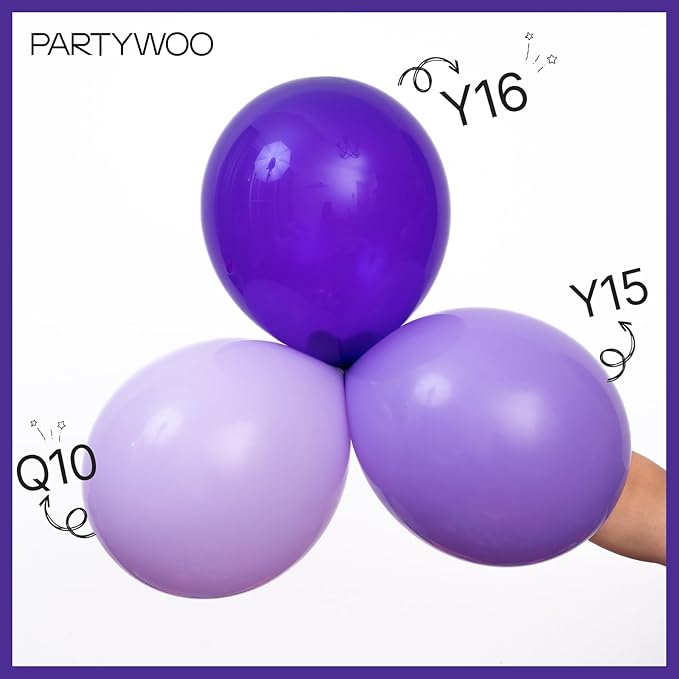 PartyWoo Dark Purple Balloons 140pcs Different Sizes of 18 12 10 5 Inch Royal Purple Latex Balloon Arch Kit for Birthday Baby Shower Graduation Anniversary Bachelorette Party Decorations Purple-Y16