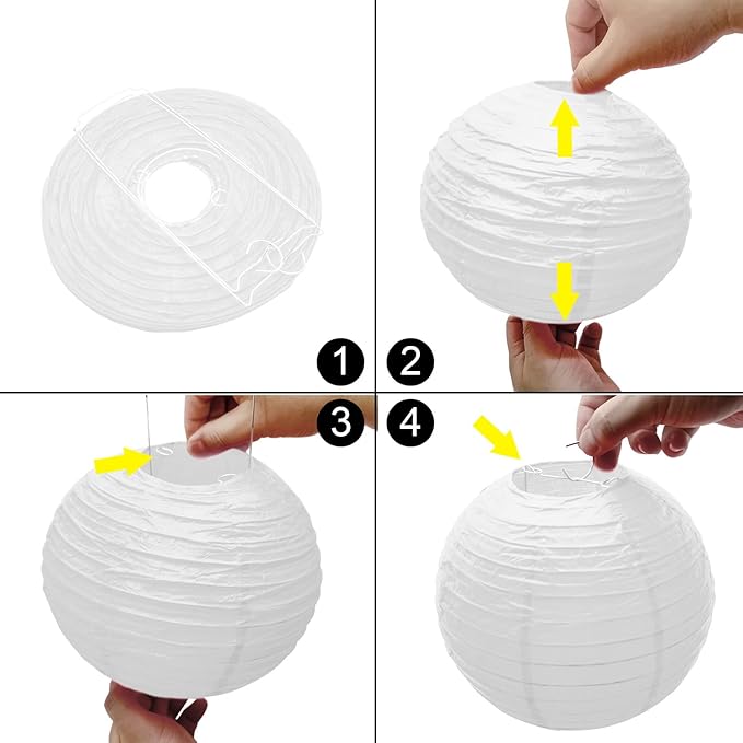 12 Pcs White Paper Lanterns Round Hanging Paper Lanterns for Wedding Birthday Party Baby Shower Engagement Anniversary Decorations
