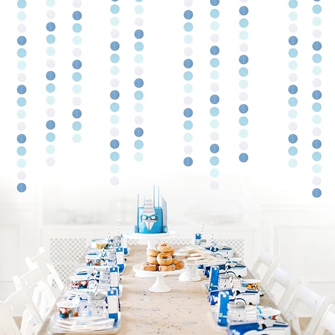 Light-Baby Dusty-Blue White Party-Decoration Garland - 52ft Baby Boy Shower Birthday Streamers,Graduation Bachelorette Bridal Christmas Banner Decor Lasting Surprise