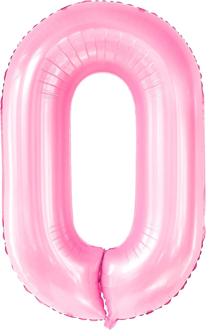 KatchOn, Huge 40 Inch Light Pink 0 Balloon - Pink Balloons | Zero Balloon, Light Pink Party Decorations | Pink Birthday Decorations for Women | 0 Light Pink Number Balloon for Anniversary