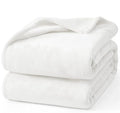 Hansleep Flannel Fleece Throw Blanket Twin Size, Super Soft Fluffy Bed Plush Blanket Throw, Luxury Fuzzy Cozy Couch Blanket for All Seasons, White, Twin 60x80