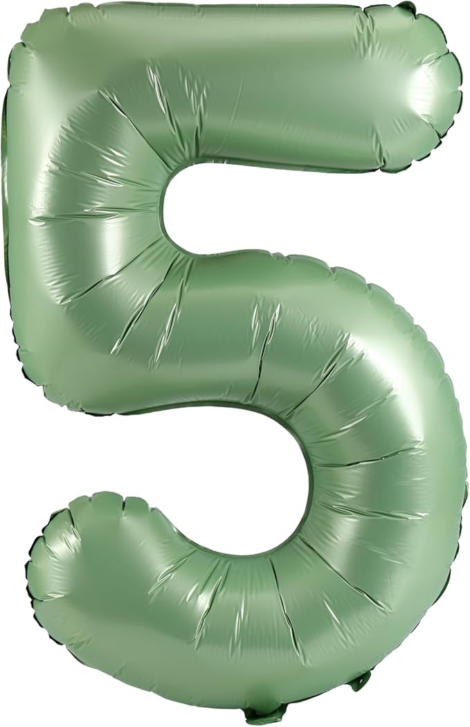 YPSelected 32 Inch Large Foil Helium Number Balloon Birthday Wedding Party 0-9 (Olive Green, 5)
