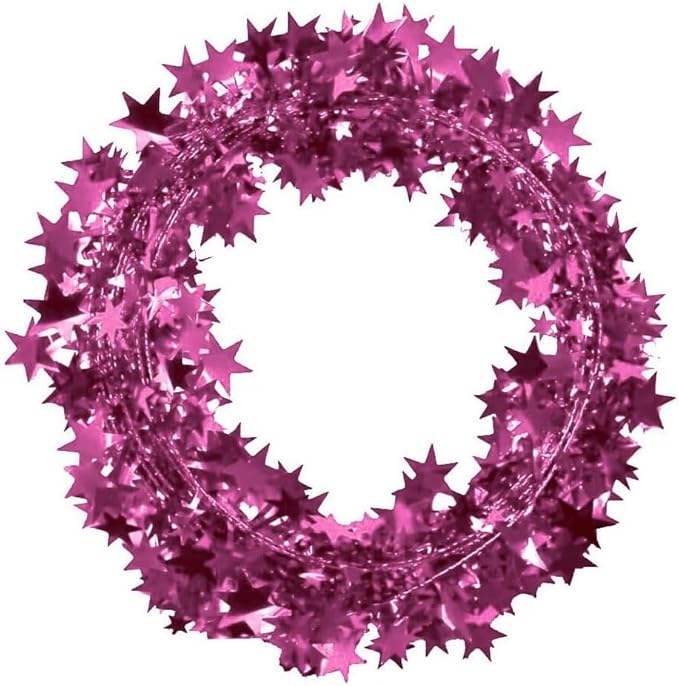 PMU 150 Ft Star Wire Shiny Garland Light Pink - Halloween, Christmas Party, Wedding, Birthday, Festive Home Decoration Ornament Light Pink (6pc-25Ft Each)
