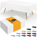 Smiry Disposable Table Cloth - 6 Pack, 54 x 78 Inch Waterproof Rectangle Tablecloths for Parties, Decorative Plastic Table Cover, Leakproof & Sturdy, White