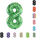 40 Inch Large Foil Helium Number Balloon Birthday Wedding Party 0-9 (Green Pixel, 8)