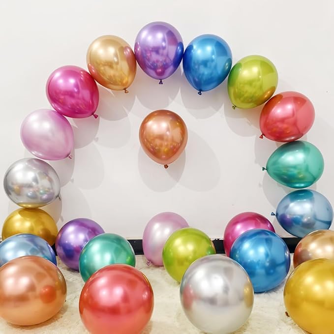 300 Pack Metallic Balloons 12 Inch Chrome Shiny Assorted Colors Latex Rainbow Bulk Balloon 12 Kinds Colorful for Birthday Wedding Bridal Baby Shower Supplies Party Decorations