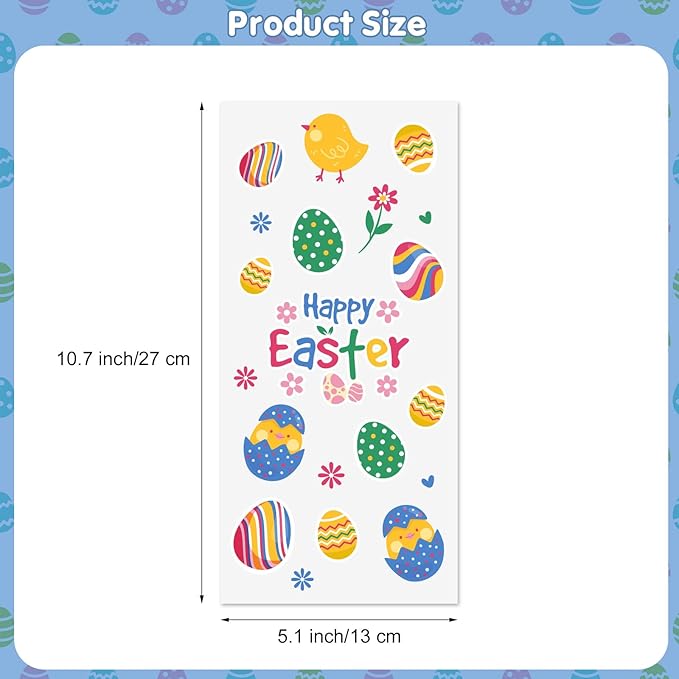 100 Pcs Easter Treat Bags - Happy Easter Gift Bag, Easters Eggs Plastic Cellophane Bag, Clear Colorful Easters Bunny Goodie Candy Favor Bags with Gold Twist Ties for Easte Party Favors Supplies
