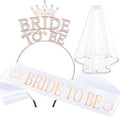 Bride To Be Accessories Set – Rhinestone Tiara Headband, Bride To Be Sash & Veil | Bachelorette Party Supplies, Bridal Shower Decorations, Bride Sash and Veil Set, Bride Accessories