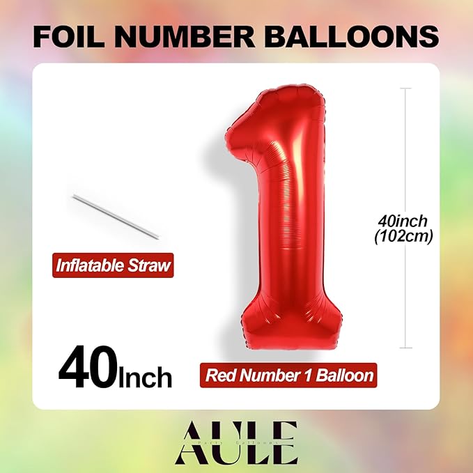 AULE 40 Inch Big Red Foil 13 Number Balloons for Girl Large 13th Happy Birthday Decorations Giant Huge Helium Mylar 31 Anniversary Party Decor