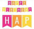 Andaz Press Hanging Pennant Banner Party Decorations, Fuchsia, Orange, Yellow, Happy Birthday, 1-Pack, Approx. 5-Feet, Fiesta Taco Summer Luau Theme