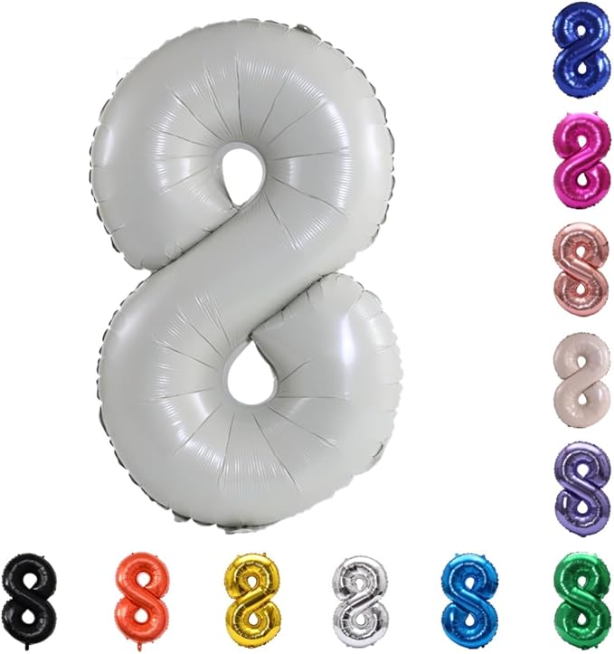 YPSelected 32 Inch Large Foil Helium Number Balloon Birthday Wedding Party 0-9 (Ivory, 8)