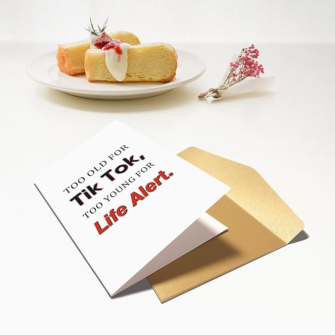 Funny Old Age Birthday Card for Men Women, Sarcastic 40th 50th 60th Birthday Card for Mom Dad Friend, Humor Getting Older Birthday Card for Him Her, Too Old for Tik Tok Too Young for Life Alert