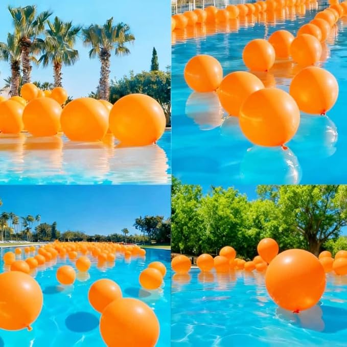 50 Pcs Giant Orange Latex Balloon Kit - Mixed Sizes (18", 24", 36") Pool-Safe Party Decorations Ideal for Halloween, Thanksgiving, Autumn Parties, Baby Showers & Events