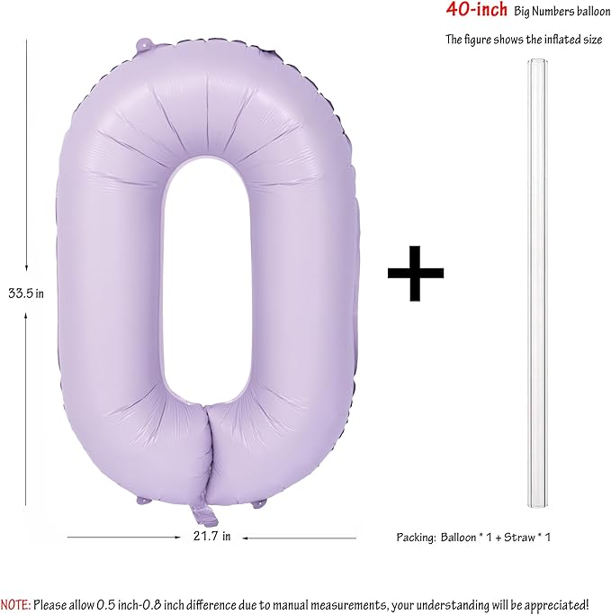 40 In Matte Purple Number Balloons Helium Foil Mylar Balloon Birthday Party banquet Decoration Digital 0
