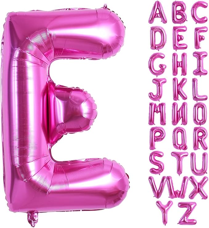 TONIFUL 40 Inch Large Rose Red Letter E Balloons - Giant Hot Pink Alphabet Letter Balloons for Birthday Party Anniversary Supplies Decorations