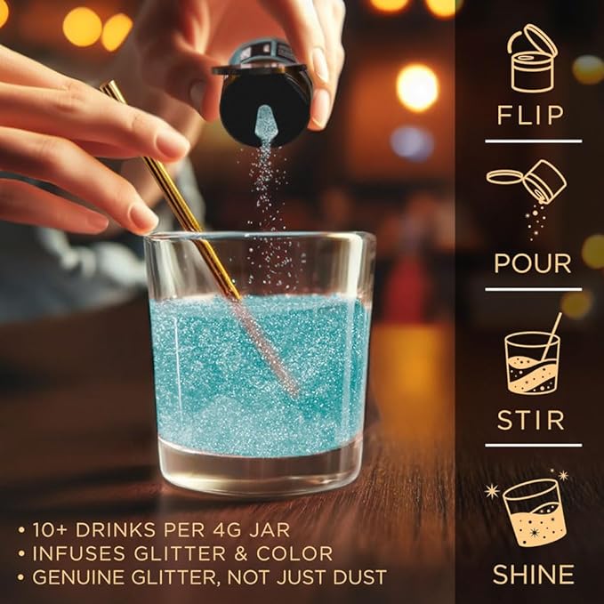 Brew Glitter Edible Glitter for Drinks, Cocktails, Beer, Garnish & Beverages (Teal, 4 Grams)