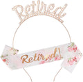 Didder Retirement Decorations Headband and Sash Set - Rose Gold Crown Headband, Retirement Sash for Women, Party Supplies