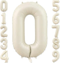 0 Number Balloon, Number Balloons 40 Inch, Sand White Large Big Foil Number Balloons for Birthday Party Graduation Wedding Anniversary Baby Shower Bachelorette Decoration Supplies
