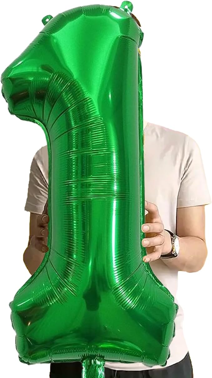 Number Balloons Green Party Balloon - Giant Number 1 Balloon, 40 Inch Large Balloon for St. Patrick's Day Games Theme Birthday Decoration, Girls Boys Party Supplies