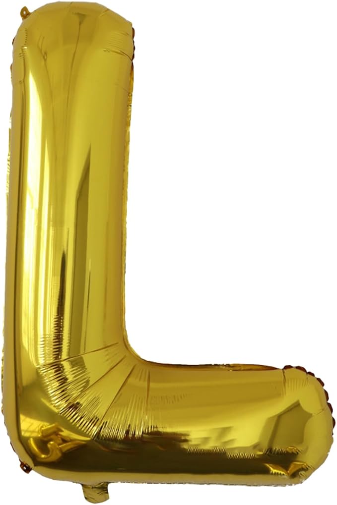 L Letter Foil Balloons 40 Inch, Gold Helium Foil Mylar Balloons, A to Z Self Sealing Large Letter Balloons Optional, Gold L Balloon for Birthday Party Decorations