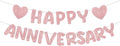 Fulmoon Happy Anniversary Banner Glitter Happy Anniversary Decorations Wedding Party Banner Romantic Decorations No DIY Pre-strung for Wedding Party Birthday Door(Rose Gold)