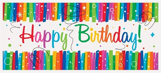 Multicolor Rainbow Ribbons Birthday Plastic Wall Banner (60"x27") - Eye-catching & Durable Party Decor, Perfect For Celebrations - Pack of 1