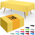 Smiry Disposable Table Cloth - 10 Pack, 54 x 108 Inch Waterproof Rectangle Tablecloths for Parties, Decorative Plastic Table Cover, Leakproof & Sturdy, Yellow