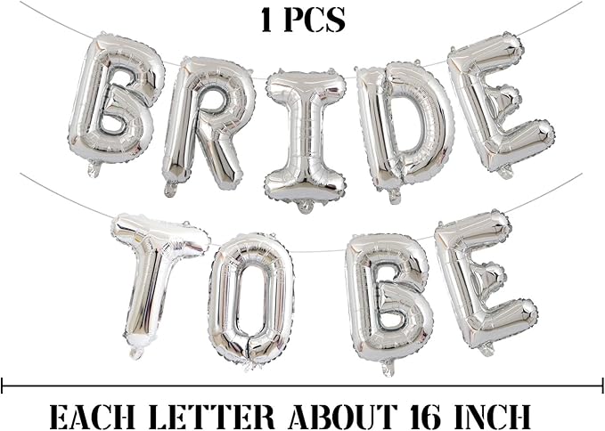 Silver Bride To Be Letter Balloons 16in Balloon Wedding Decorations Party Decor Silver Letter Balloons Bride to Be Party Supplies