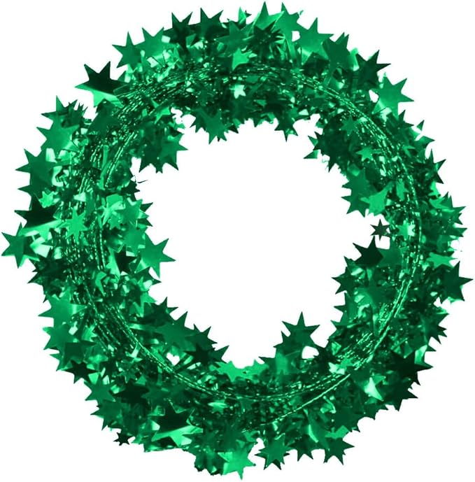 PMU 300 Ft Star Wire Shiny Garland Green - Halloween, Christmas Party, Wedding, Birthday, Festive Home Decoration Ornament Green (12pc-25Ft Each)