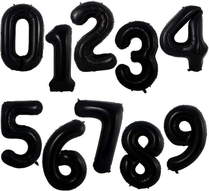 40 Inch Large Foil Helium Number Balloon Birthday Wedding Party 0-9 (Black, 7)
