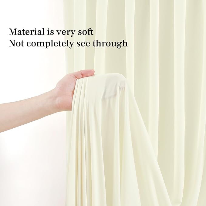 8x10FT Ivory Backdrop Curtains for Wedding Parties, Wrinkle Free Polyester Photography Backdrop Drapes for Wedding Baby Shower Birthday Parties Stage Background Stand Decorations 4x10ft,2 Panels