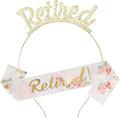Didder Retirement Party Decorations - Gold Retired Tiara Crown Headband, Retirement Sash for Women