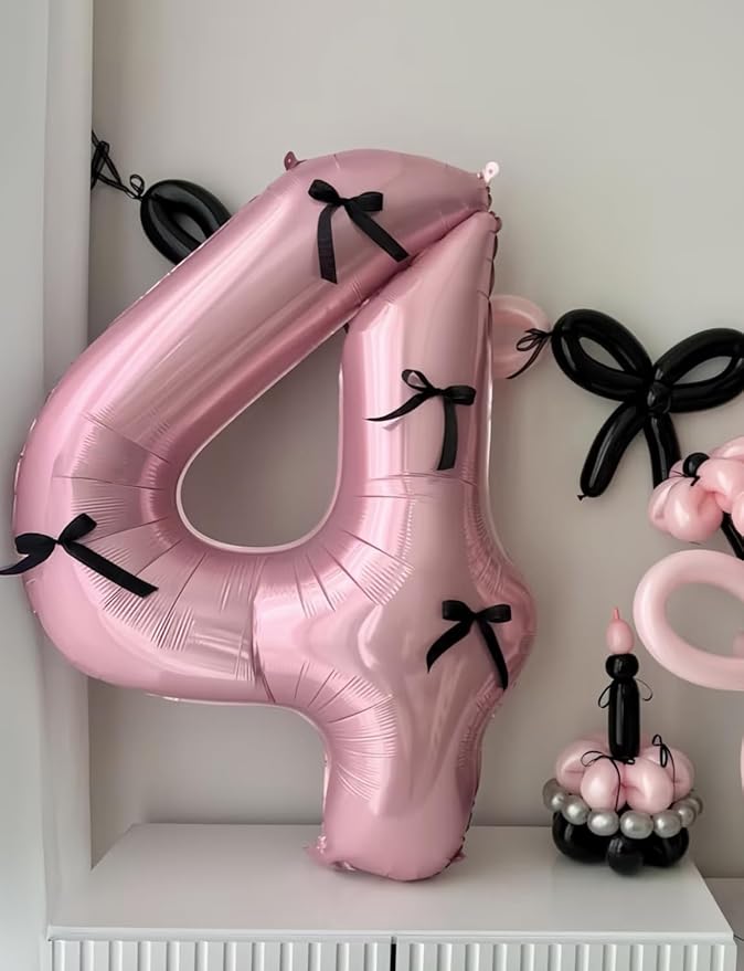 Pink Number 4 Balloons – 40 Inch Giant Foil Number Balloon, Light Pink Number Balloon for Girls Birthday, Baby Shower & Princess Theme Party Decorations