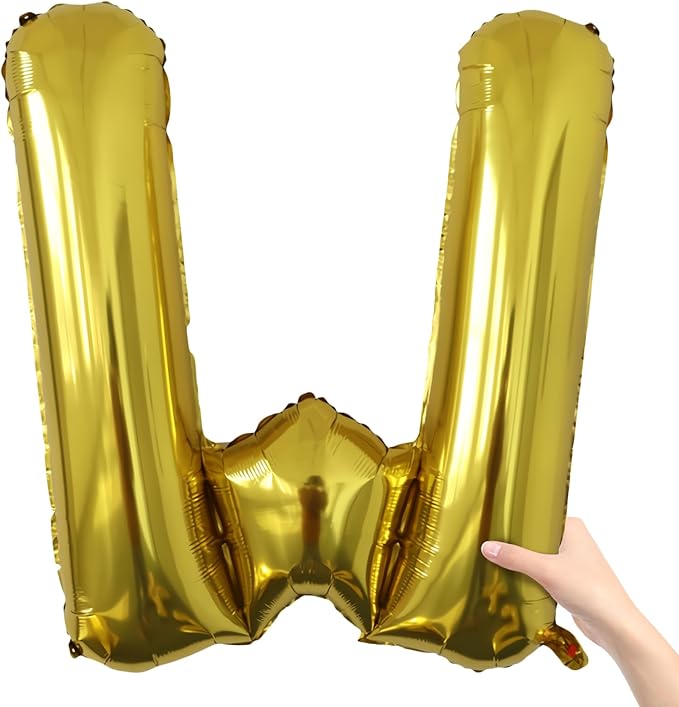 Letter Balloons Gold Party Balloon - 40 Inch Large Gold Letter W Balloon, Letter Balloon Birthday Decorations, Balloon for Women Men Anniversary Party Decorations Supplies
