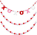 Breling 3 Pieces Valentine's Day Garland Felt Ball Garland, 10ft Pompom Valentines Decorations Banner for Mantle Fireplace Room Valentine Hanging Decor (Pink, XOXO)