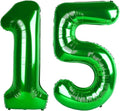 Number 15 Balloons, Balloons for Woman Man 15th Dark Green Birthday Party Decoration, 40 Inch Foil Number Ballon for 15, 51 Anniversary, Bridal Shower, Graduation, Valentine's Day, Easter