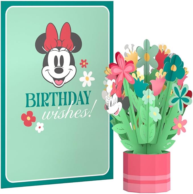 Lovepop Magical Disney Minnie Mouse 3D Pop-Up Birthday Card - for Him, Her, Kids, Boys, Girls, Men, Women - Floral Greeting Card - 5" x 7" - Envelope Included