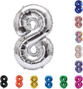 YPSelected 32 Inch Large Foil Helium Number Balloon Birthday Wedding Party 0-9 (Silver, 8)