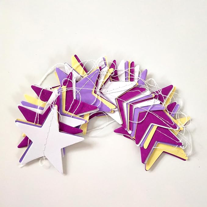 Party Decorations 52 Ft Big Star Garland Circle Dots Garland Paper Backdrop Streamer for Graduation Birthday Bachelorette Engagement Wedding Bridal Shower Baby Shower (Purple Set)