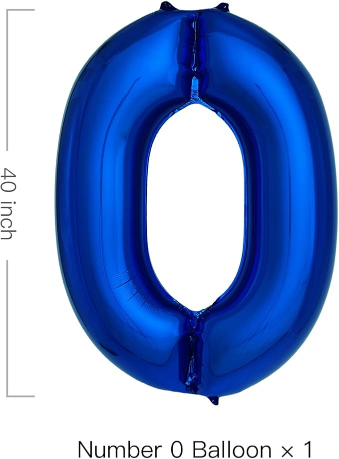 Navy Blue Number 0 Balloons 40 Inch Large Dark Blue Helium Foil Balloons for Birthday Party 2024 Graduation Decorations Anniversary Celebrations (Number 0)