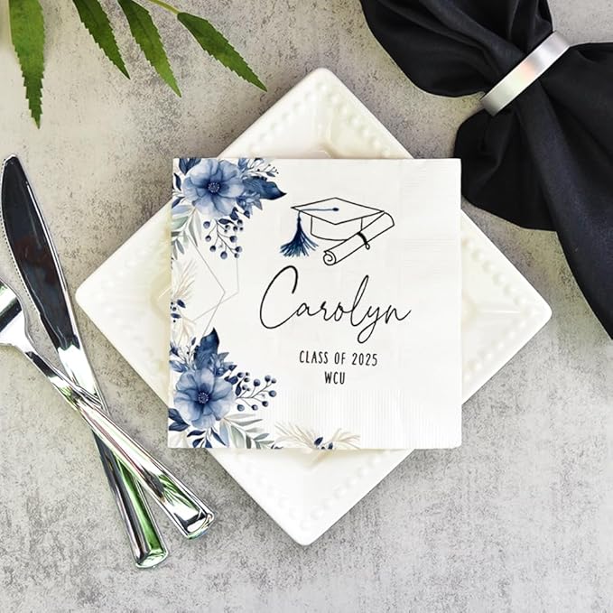 Personalized Graduation Party Disposable Napkins, Custom Grad Party Decor, Class Of 2025, Congratulations Grad, Gifts For Graduations Parties Style 2