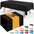 Smiry Disposable Table Cloth - 15 Pack, 54 x 108 Inch Waterproof Rectangle Tablecloths for Parties, Decorative Plastic Table Cover, Leakproof & Sturdy, Black