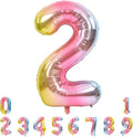 TONIFUL 40 Inch Rainbow Large Numbers Balloons 0-9, Number 2 Digital 2 Helium Balloons, Foil Mylar Big Number Balloons for Birthday Party Anniversary Supplies Decorations