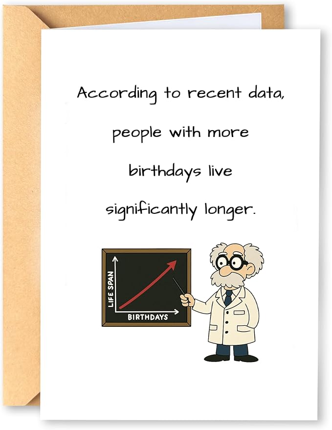 Funny Science Birthday Card for Him Her, Witty Professor Joke Greeting Card, Sarcastic Gift for Nerds Geeks, Unique Bday Card for Adults