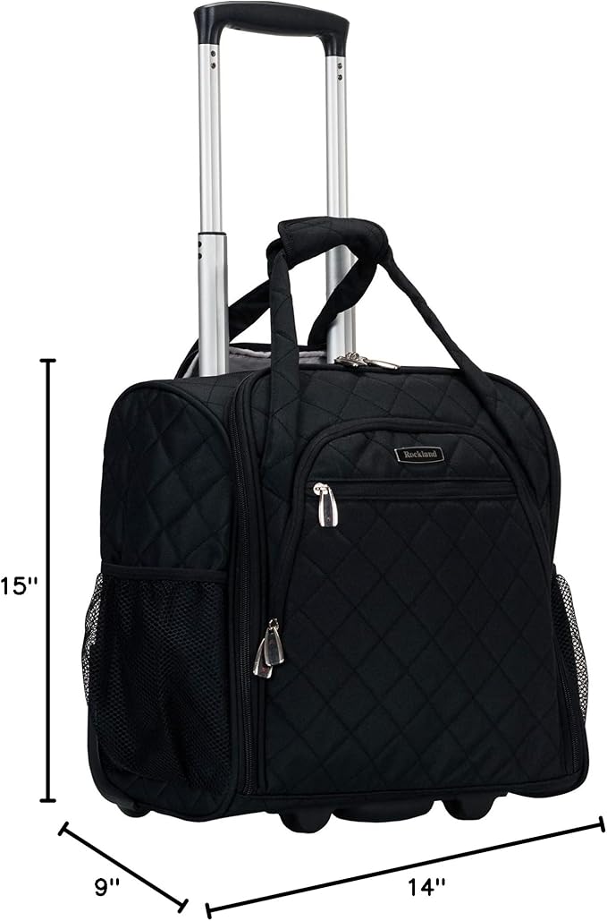 Rockland Melrose Upright Wheeled Underseater Carry-On Luggage, Black