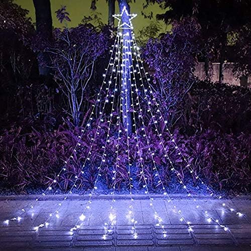 Christmas Decoration Star Lights Outdoor, 320 LED 16.4Ft Christmas Tree Toppers String Lights[8 Modes& Waterproof] for Halloween Xmas New Year Holiday Birthday (Iron-White)